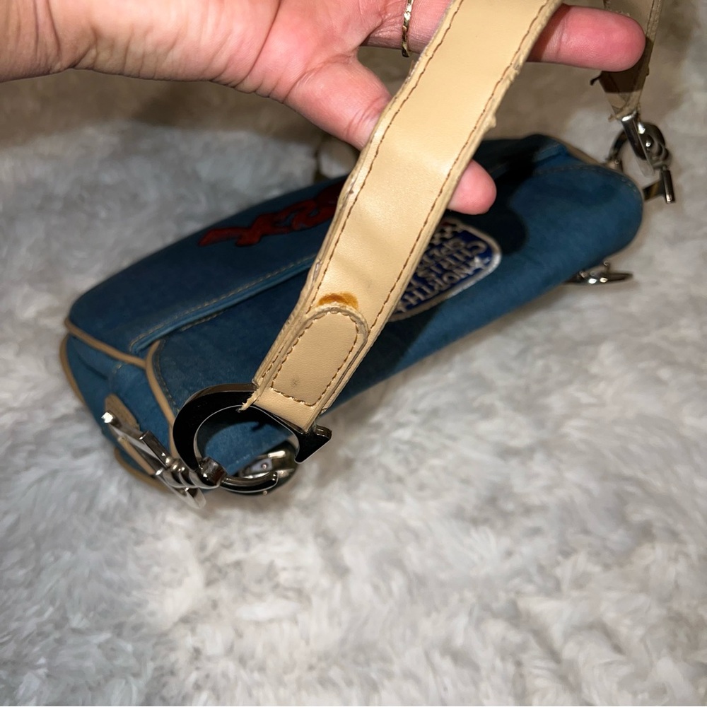 Blue and Tan Shoulder Bag